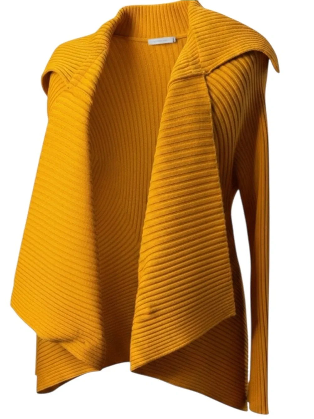Bellamie Mustard Ribbed Knit Wrap Sweater Jacket M |  Asymmetrical cardigan